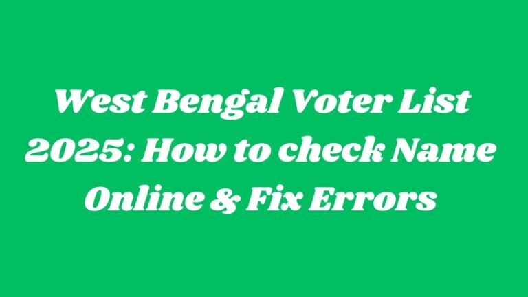 West Bengal Voter List check online