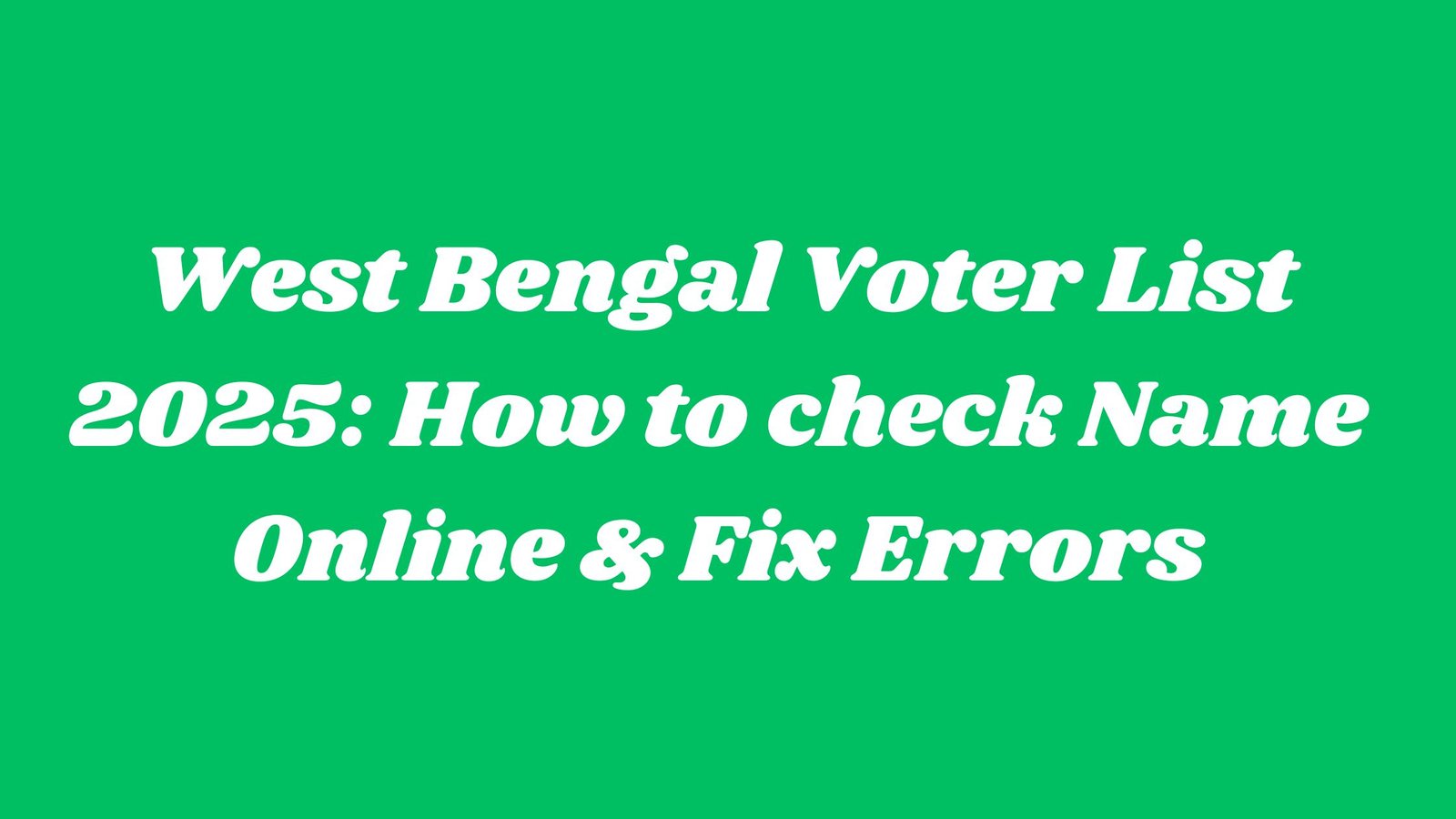 West Bengal Voter List check online